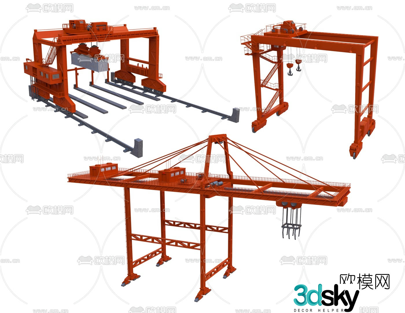 Modern crane tower 3d model