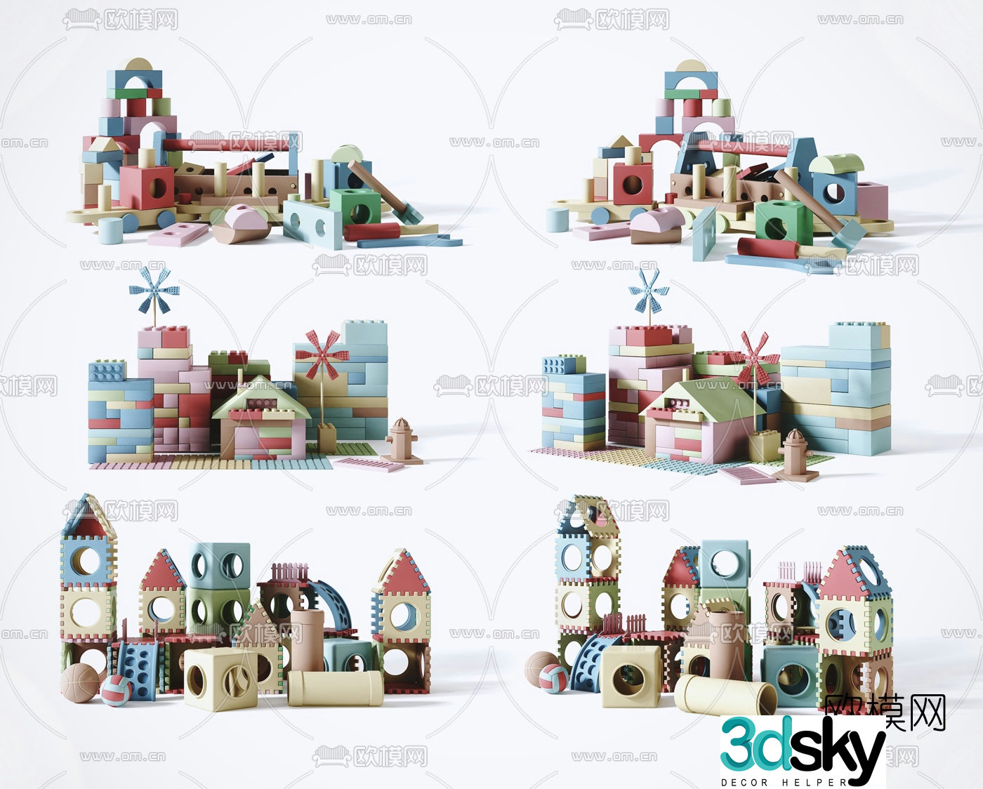 Modern children’s building block toys 3d model