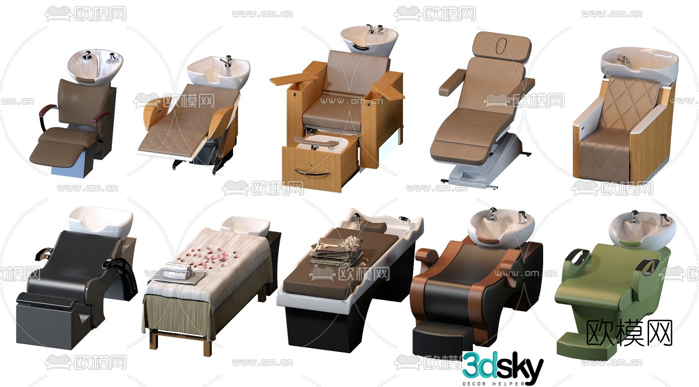 Modern barber shop shampoo chair 3d model