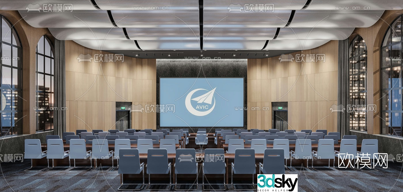 Modern hotel conference hall 3d model