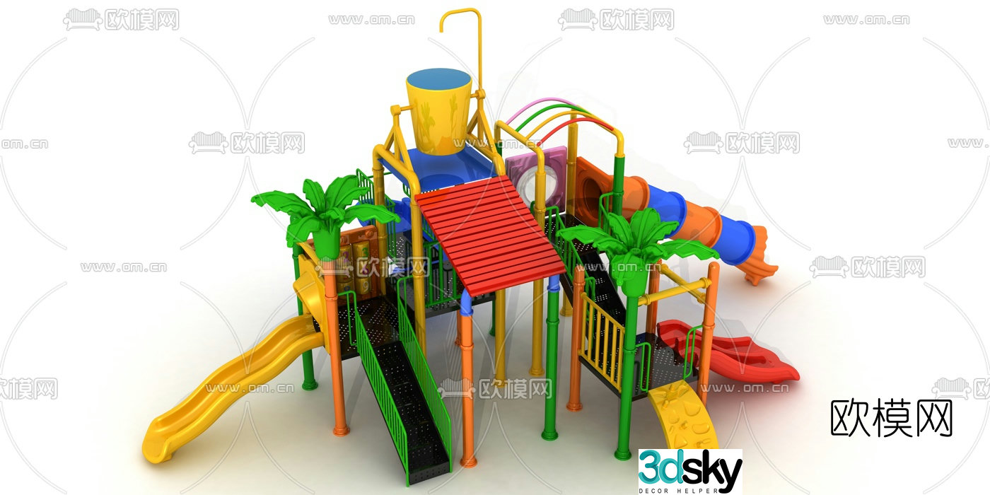 Modern children's slide amusement equipment 3d model