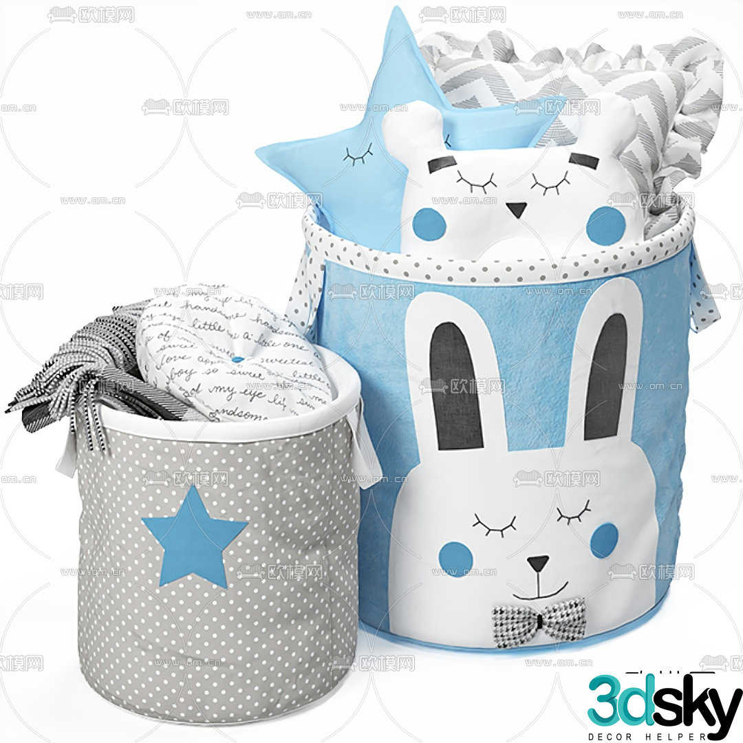 Modern fabric children’s toy storage basket 3D model