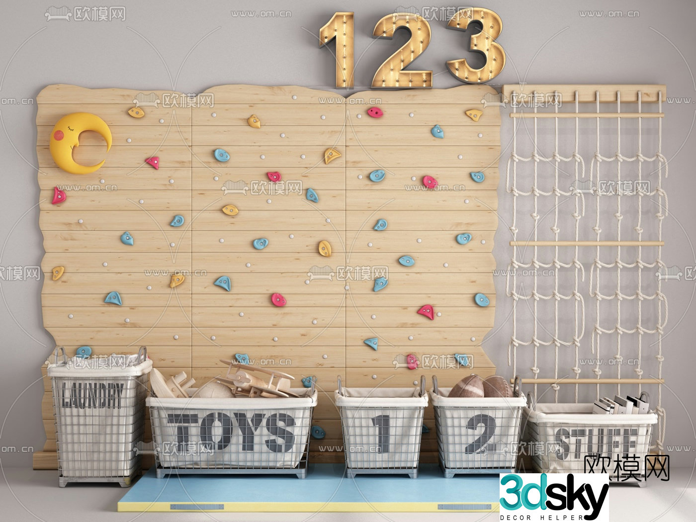 Modern children’s climbing wall toy 3d model