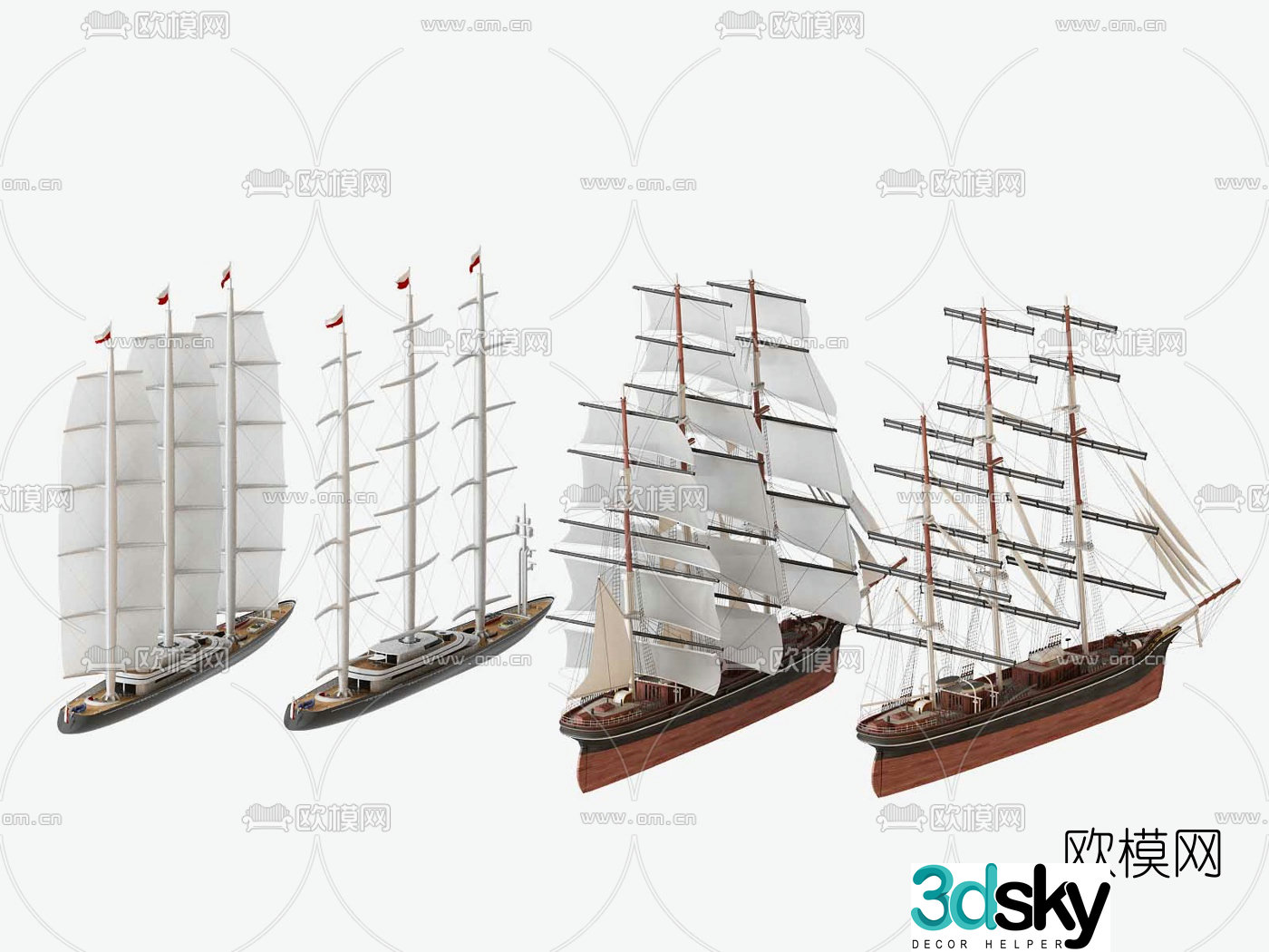 Modern sailing ship 3d model