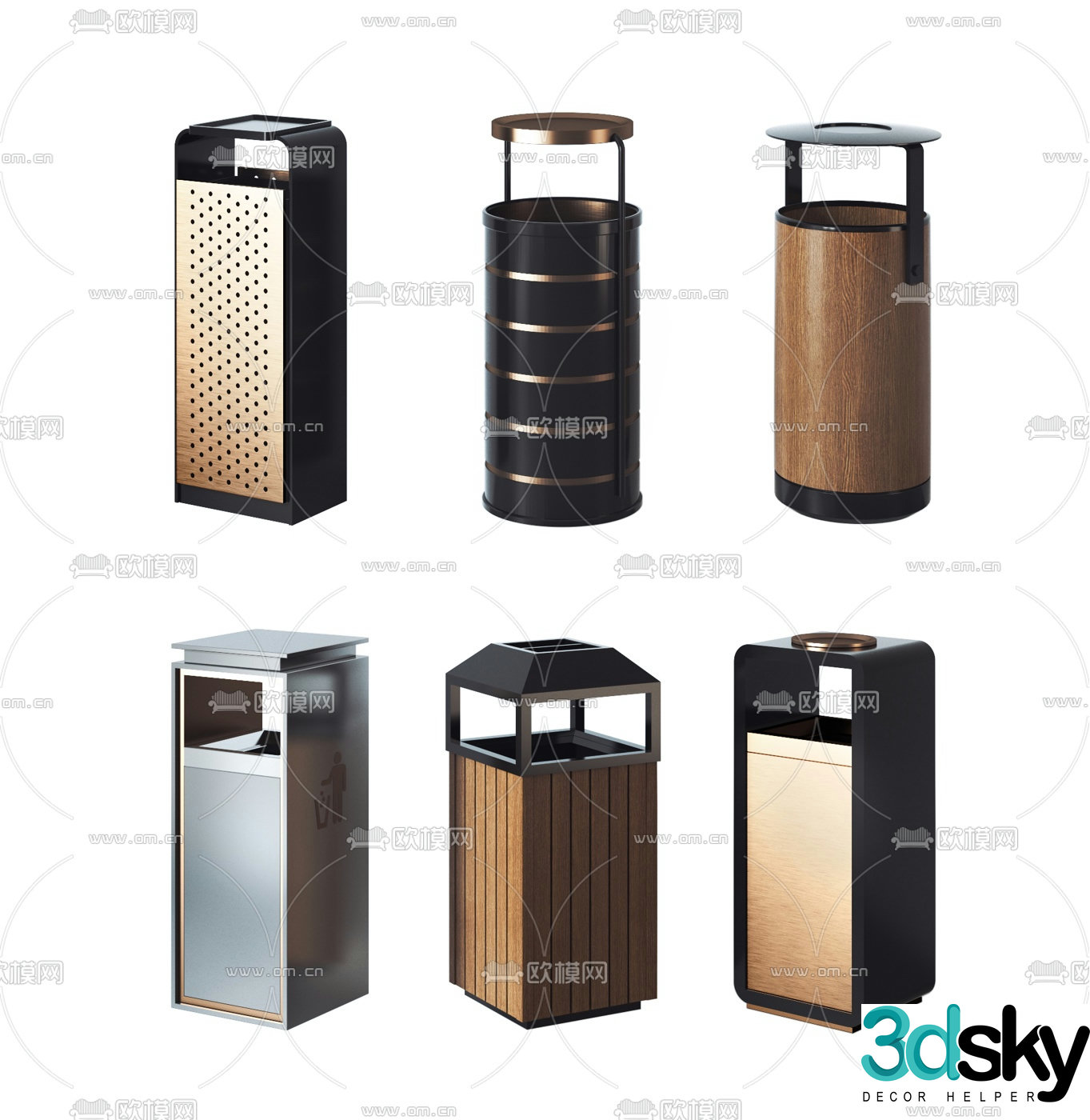 Modern public trash can 3d model