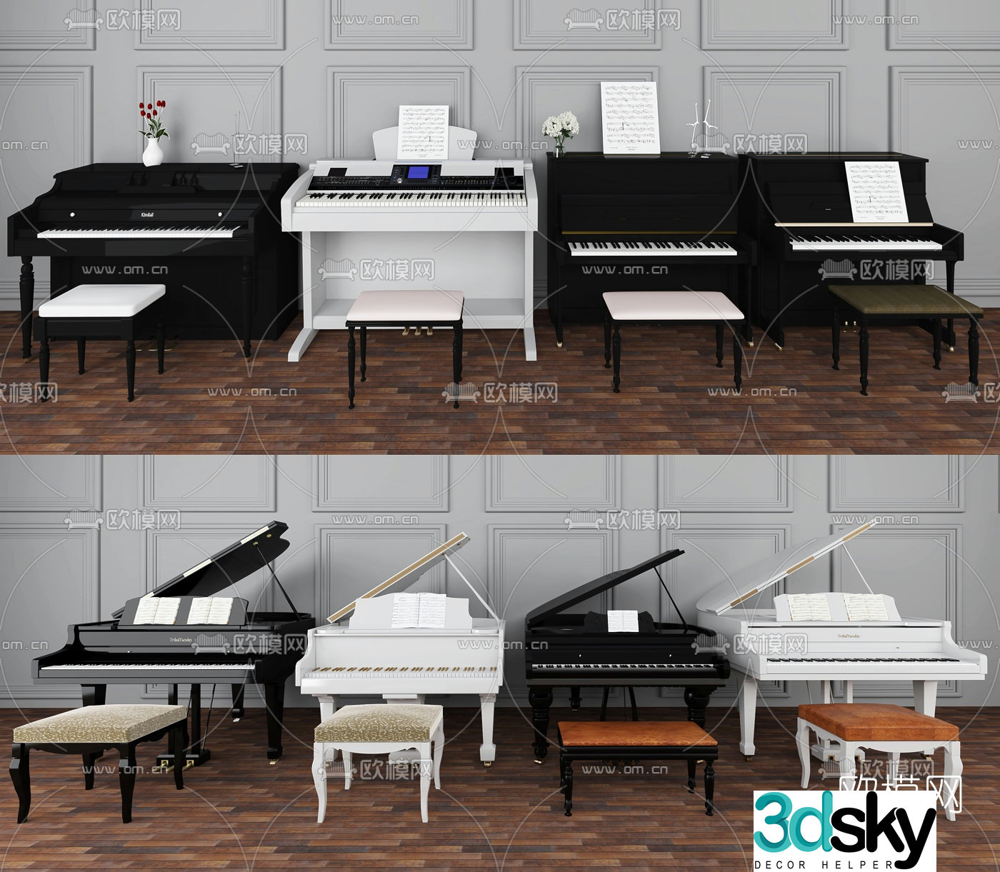 Jane European piano 3d model