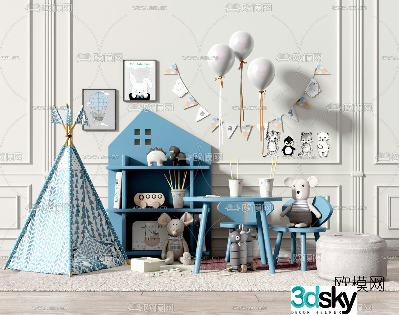 Simple European children’s tent children’s supplies 3D model