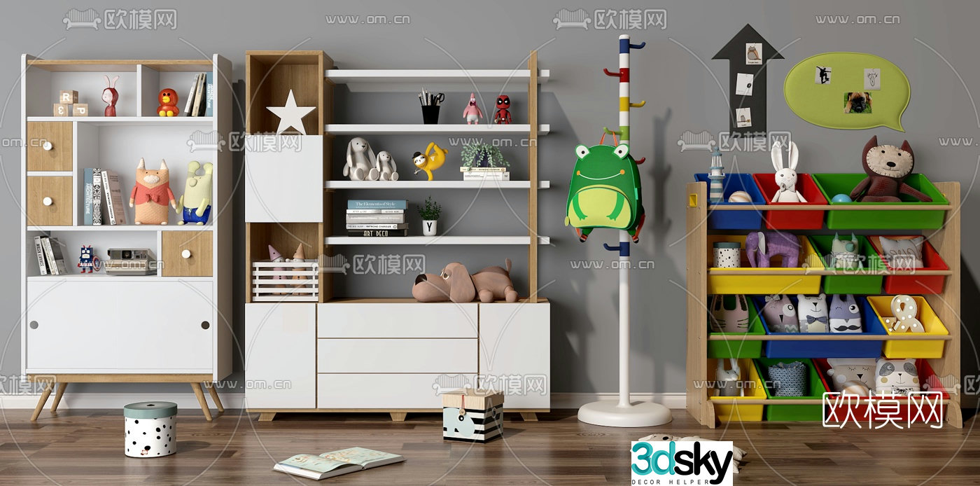 Modern children’s decorative cabinet storage cabinet 3d model