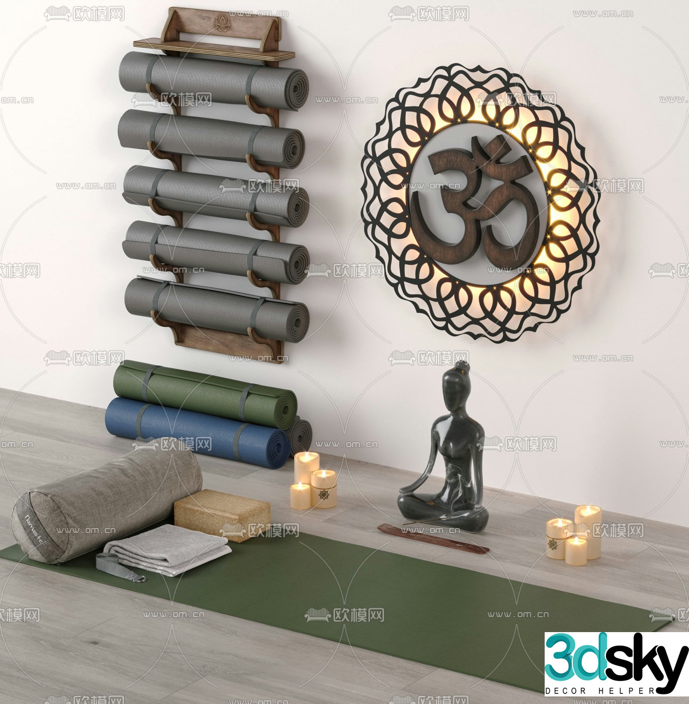 Modern yoga blanket yoga equipment 3d model