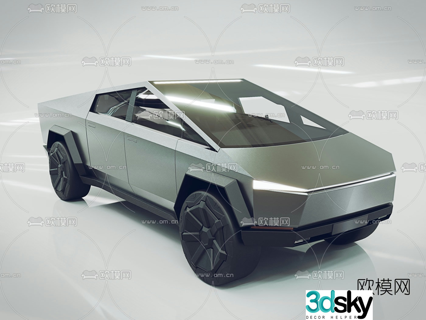 Modern Tesla electric pickup truck 3d model