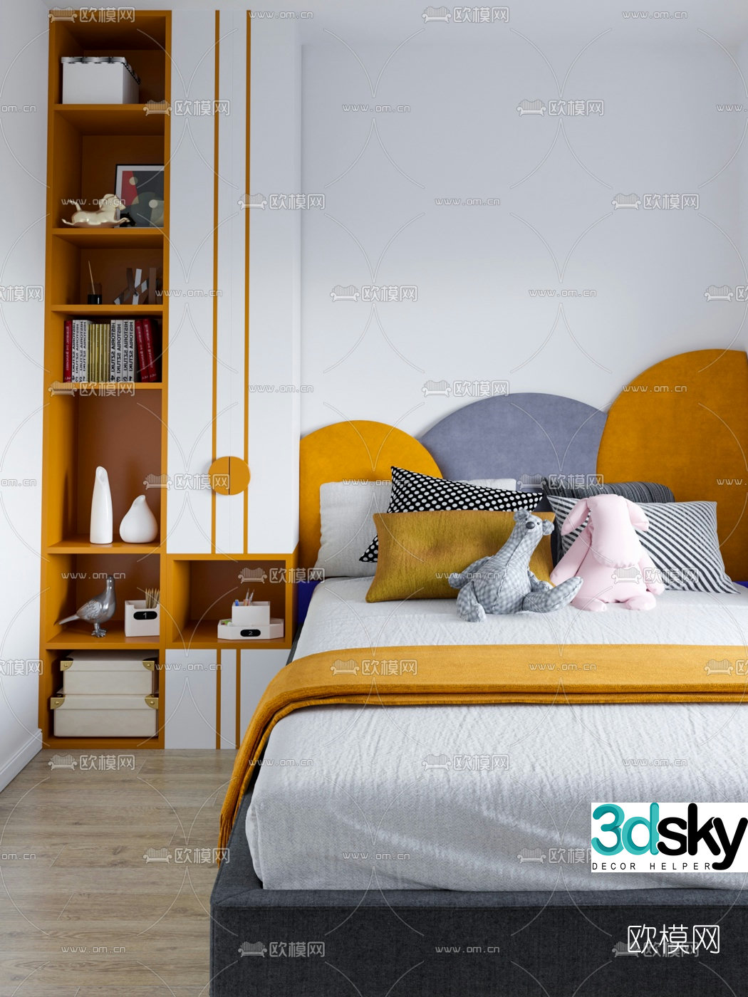 Modern fabric children’s bed 3d model