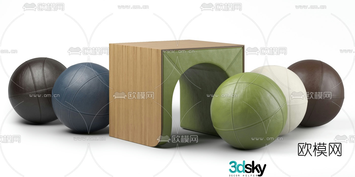 Modern children’s stool leather ball 3d model