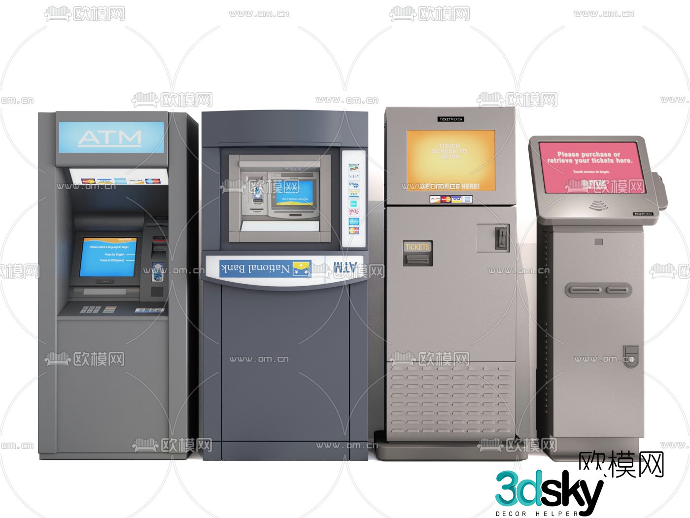 Modern bank ATM machine inquiry machine 3d model
