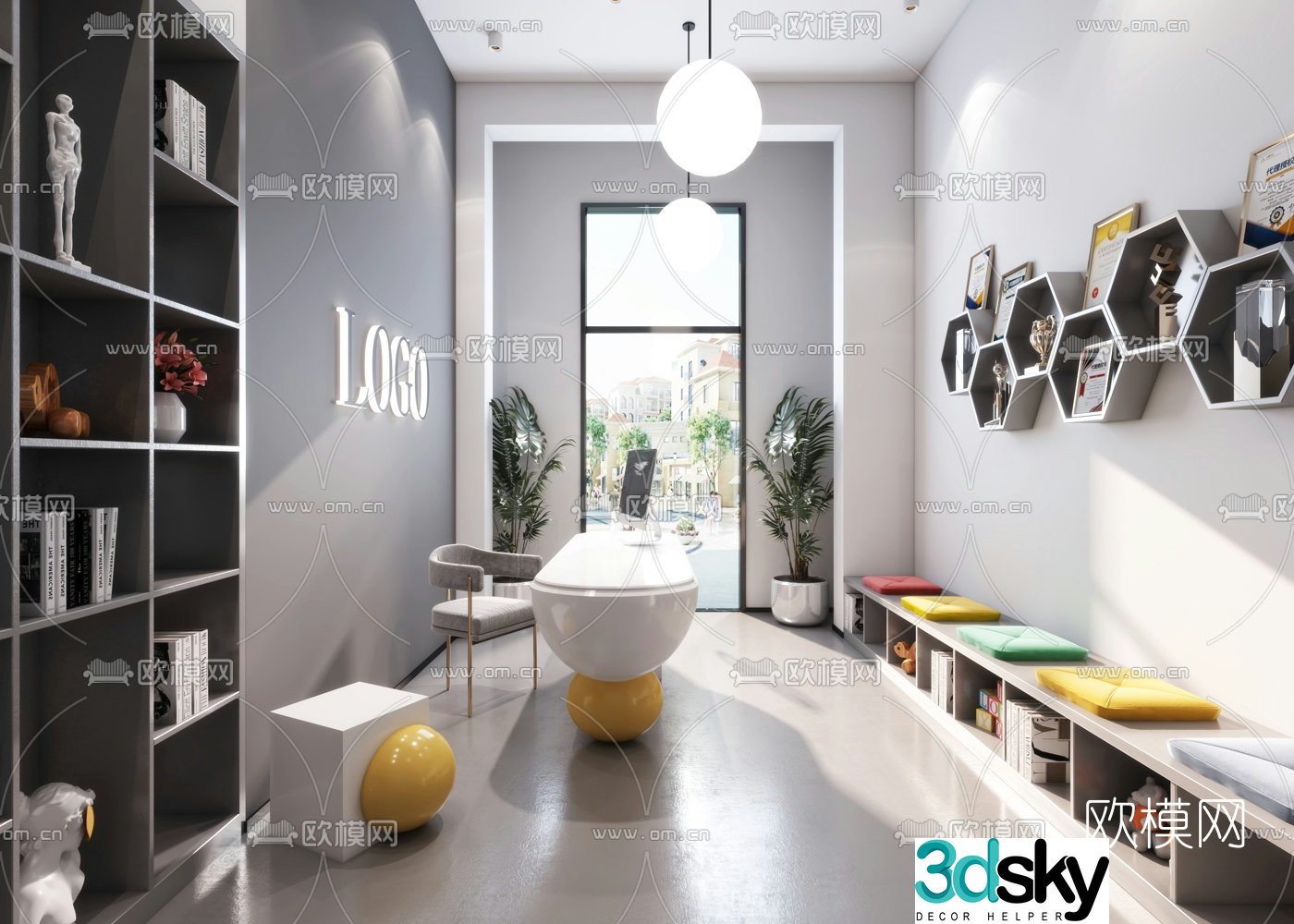 Modern B&B club front desk 3D model