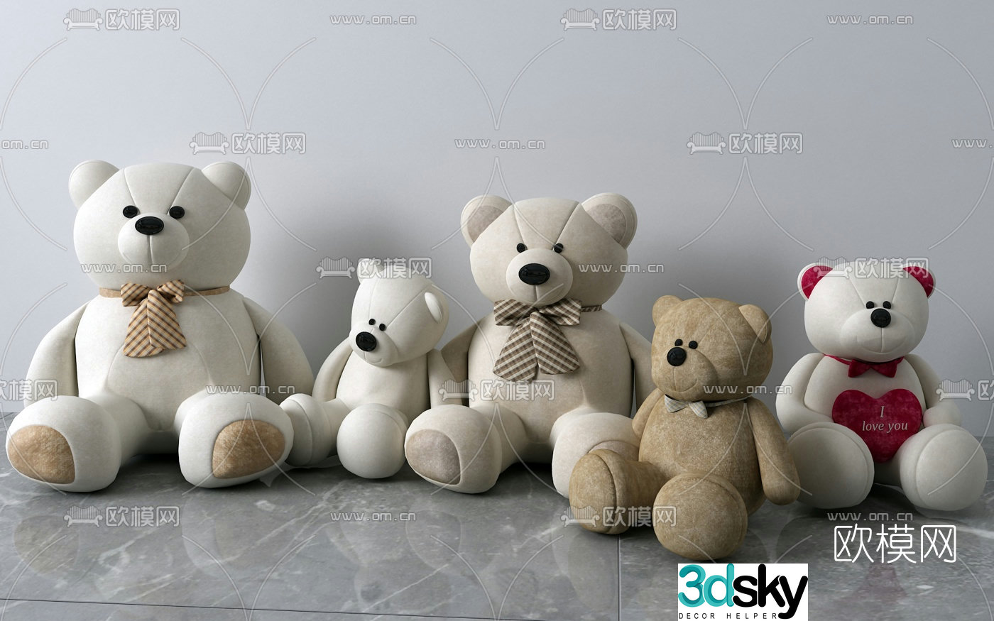 Modern bear plush toy 3d model