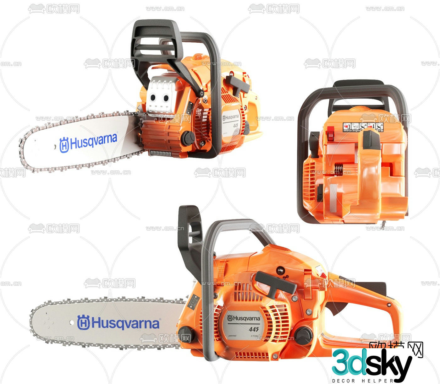 Modern logging saw chain saw 3d model