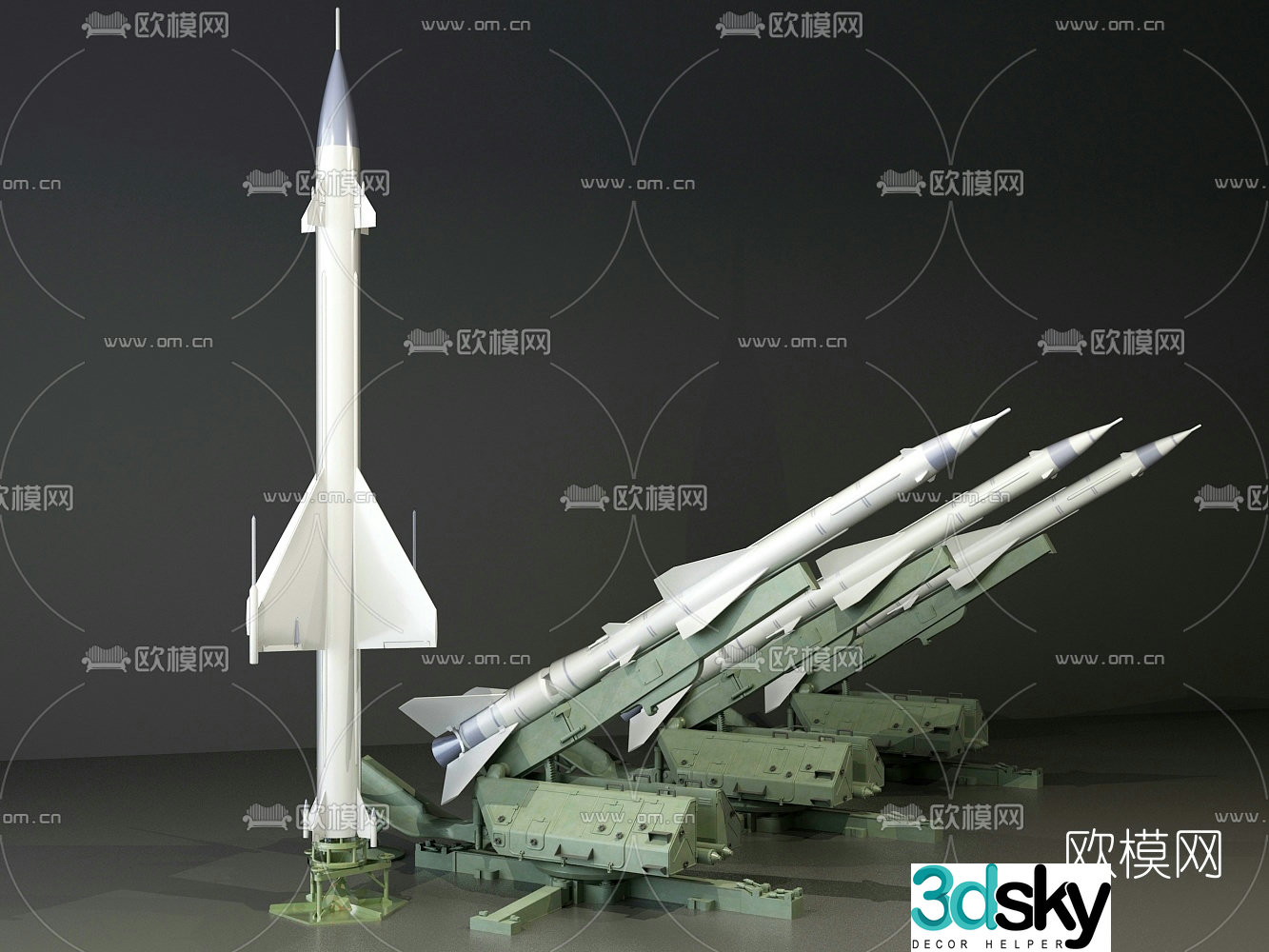 Modern missile launch pad 3d model