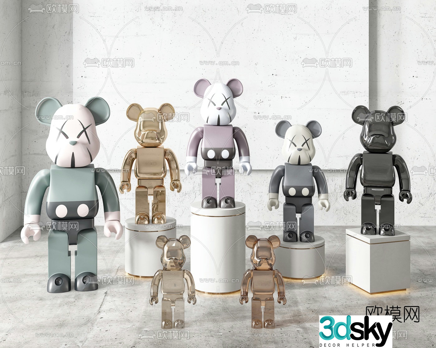 Modern violent bear doll toy ornaments 3D model