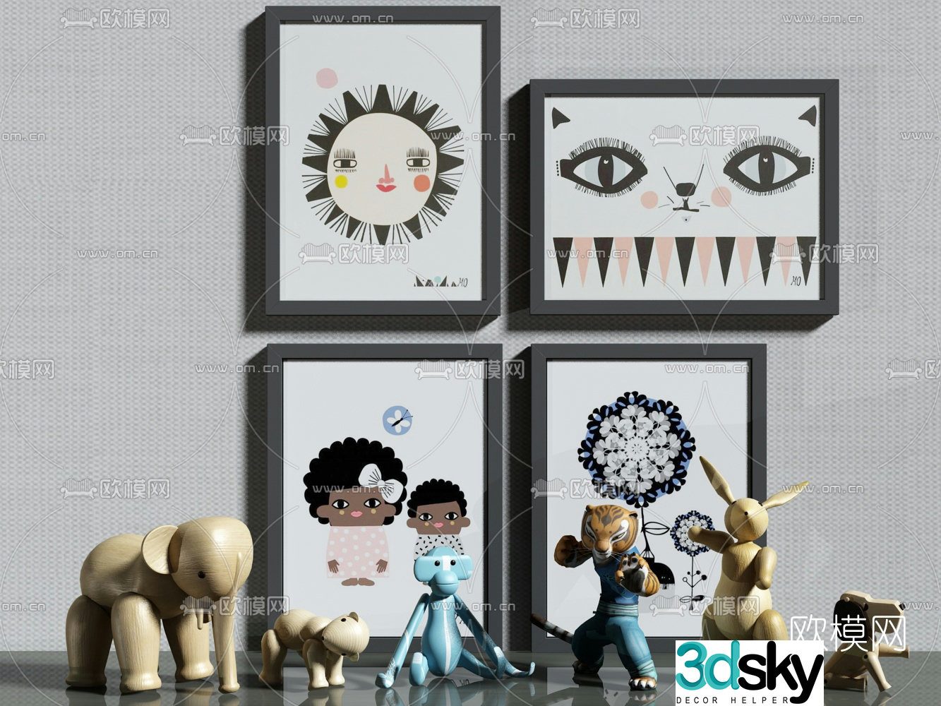 Modern cartoon animal doll 3d model