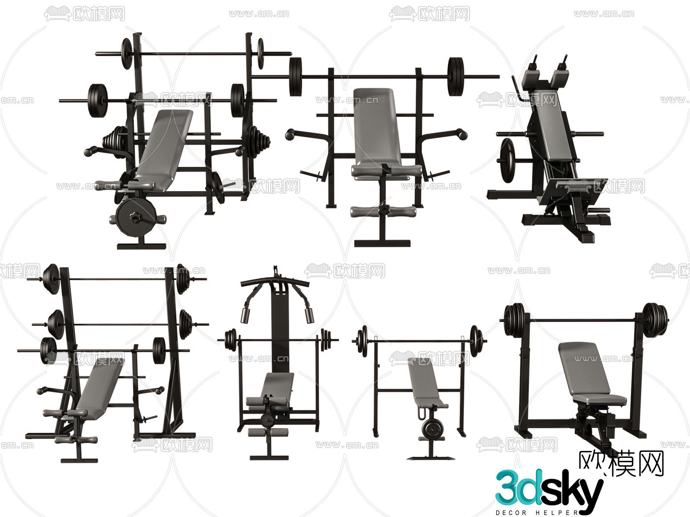 Modern fitness equipment 3d model