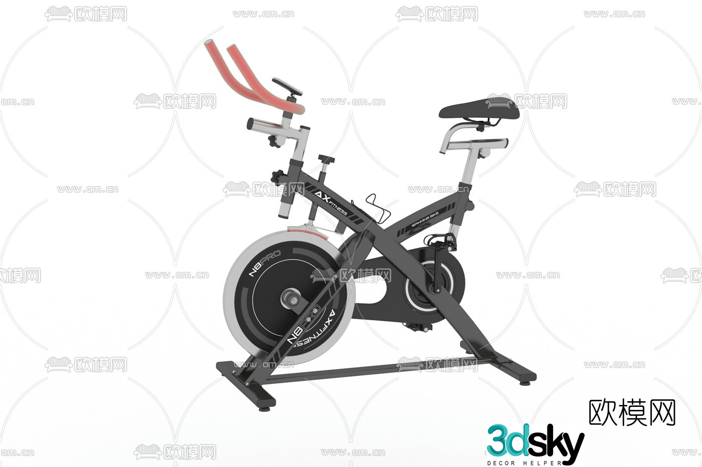 Modern spinning bike fitness equipment 3d model