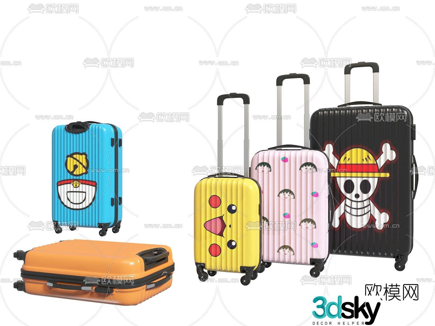 Modern children’s luggage 3d model