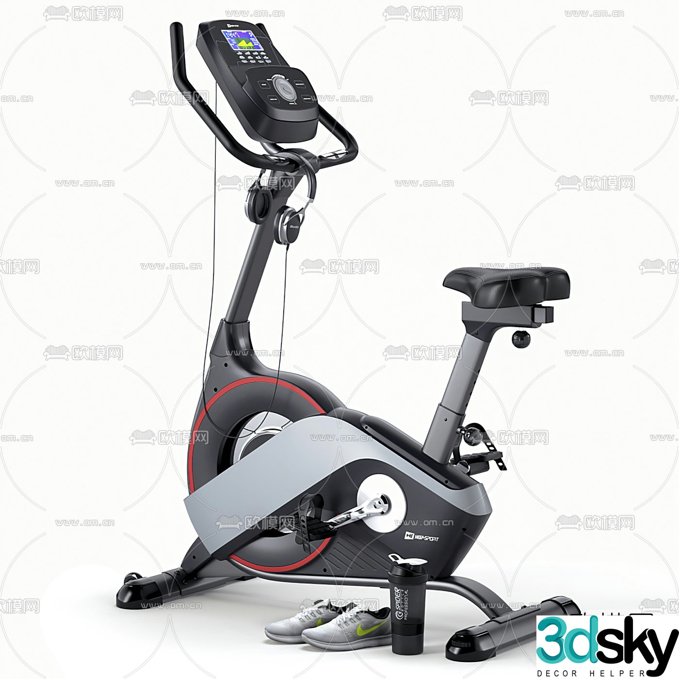 Modern bicycle fitness equipment 3d model