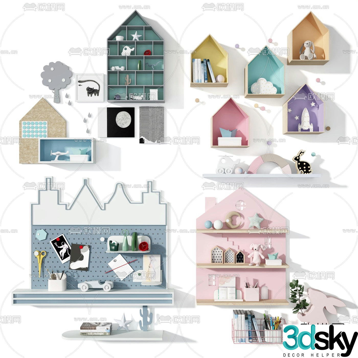 Nordic children’s cabin wall cabinet 3d model
