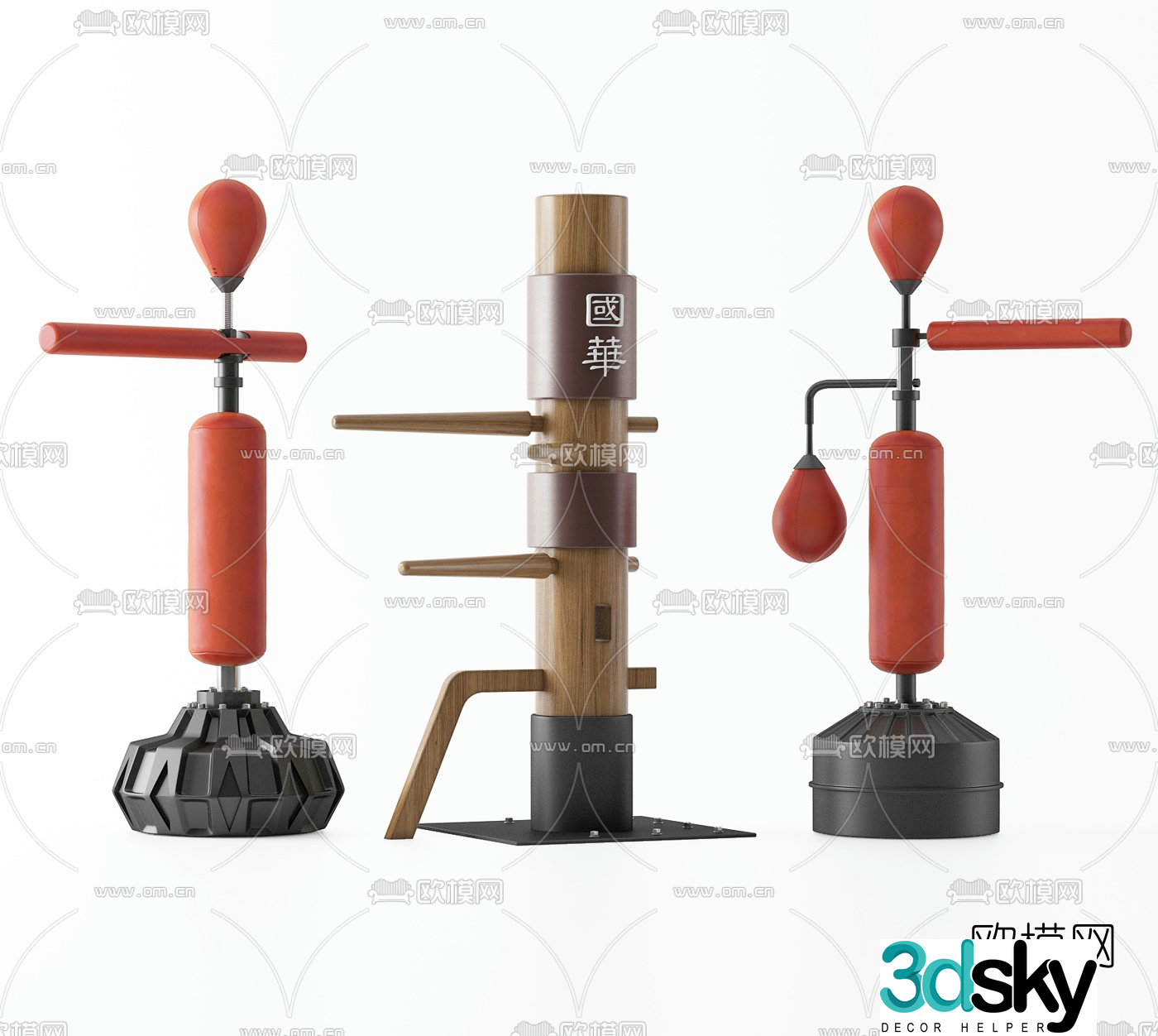 Modern martial arts wooden stake 3d model