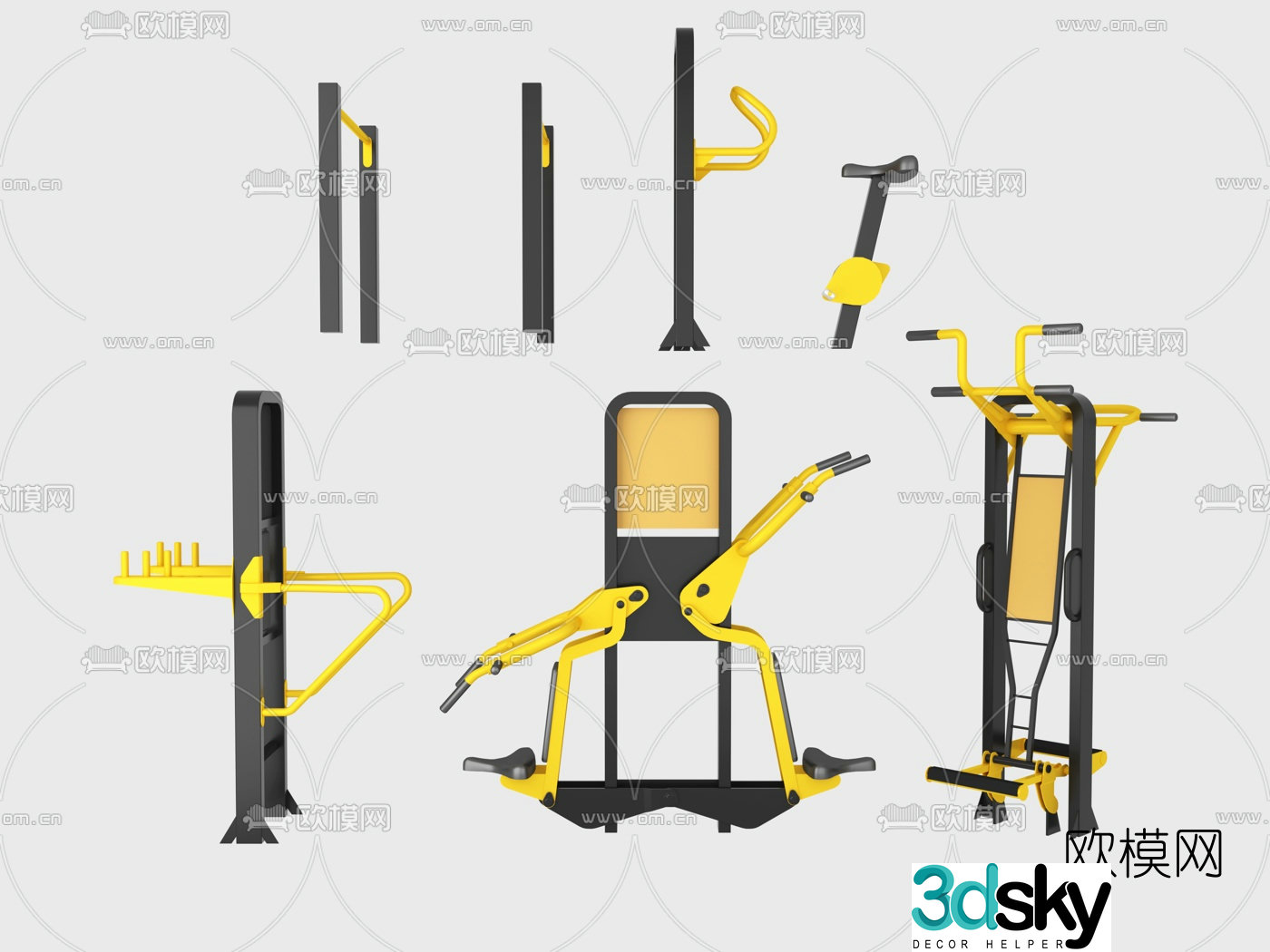 Modern outdoor fitness equipment 3d model