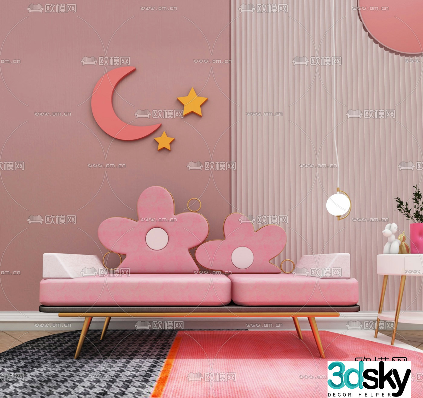 Nordic cartoon children’s sofa 3d model