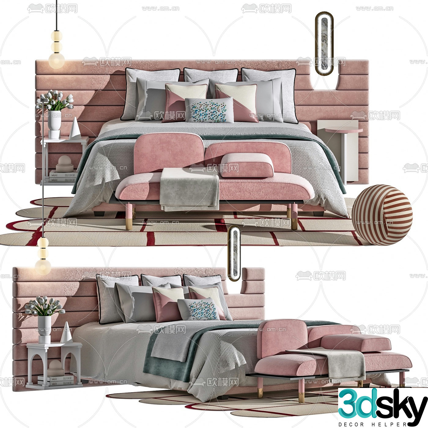 Modern fabric children’s bed 3d model