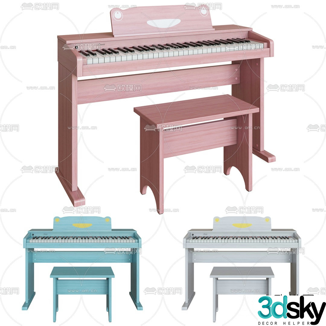 Modern children's piano 3d model