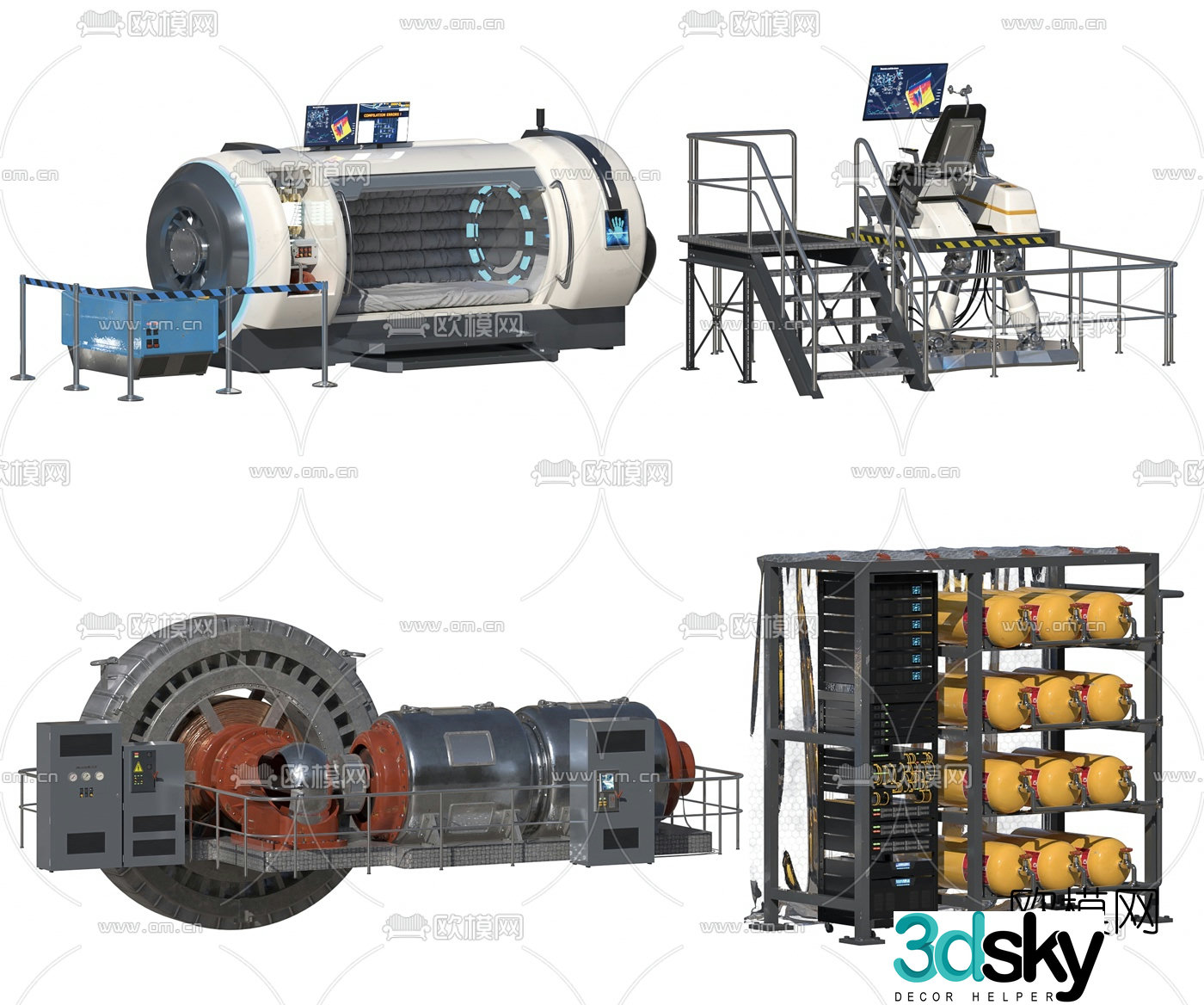 Modern MRI oxygen cylinder medical equipment 3d model