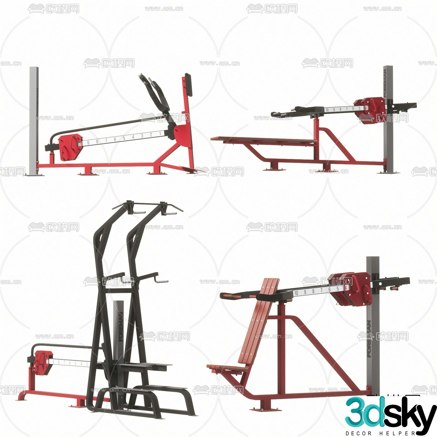 Modern outdoor fitness equipment 3d model
