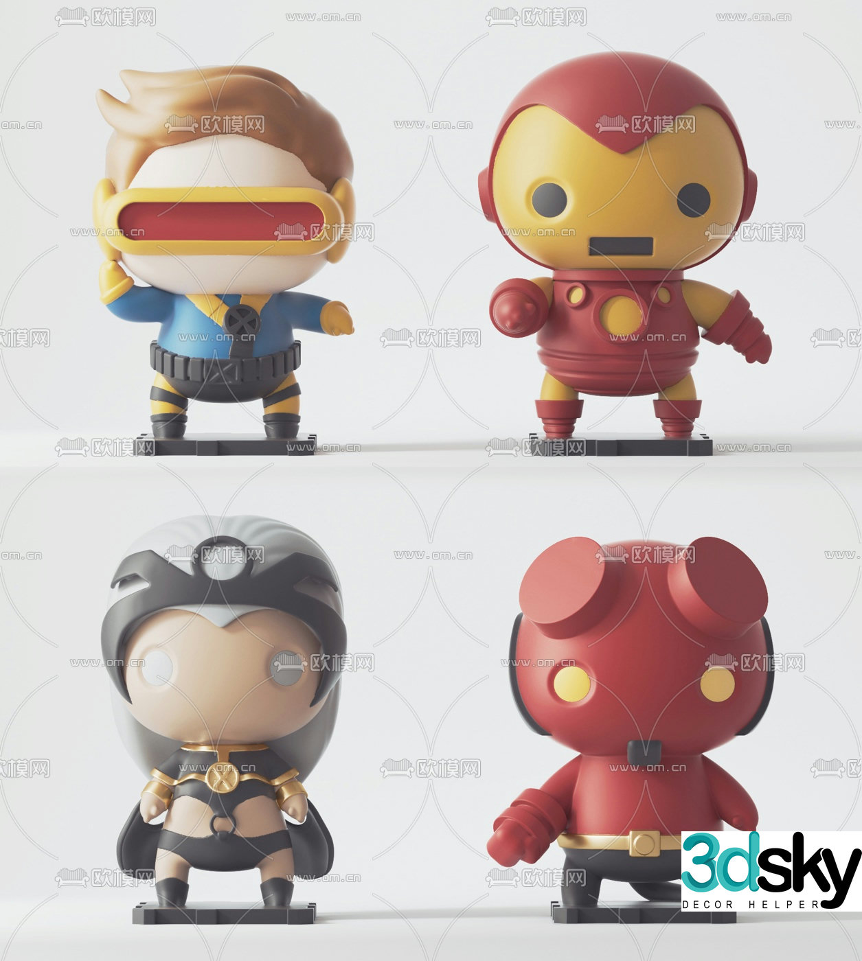Modern Q version Marvel character toy 3D model