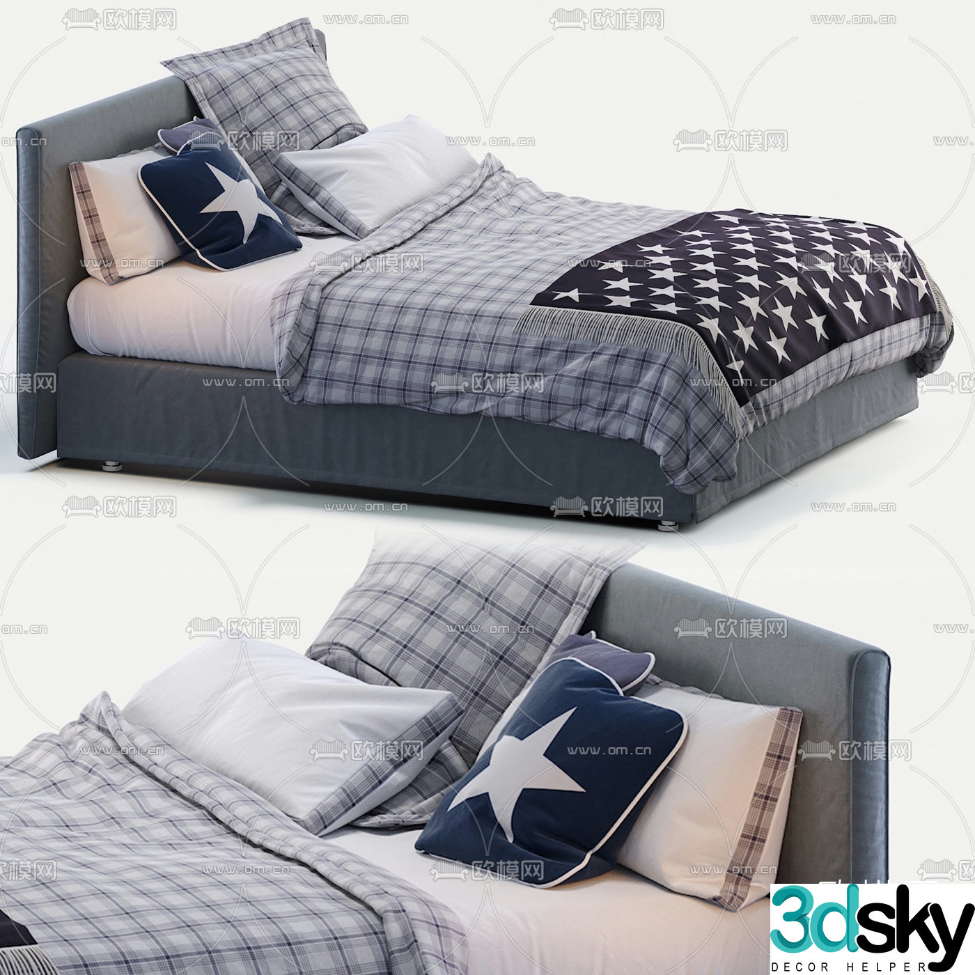 Modern fabric children’s bed 3d model