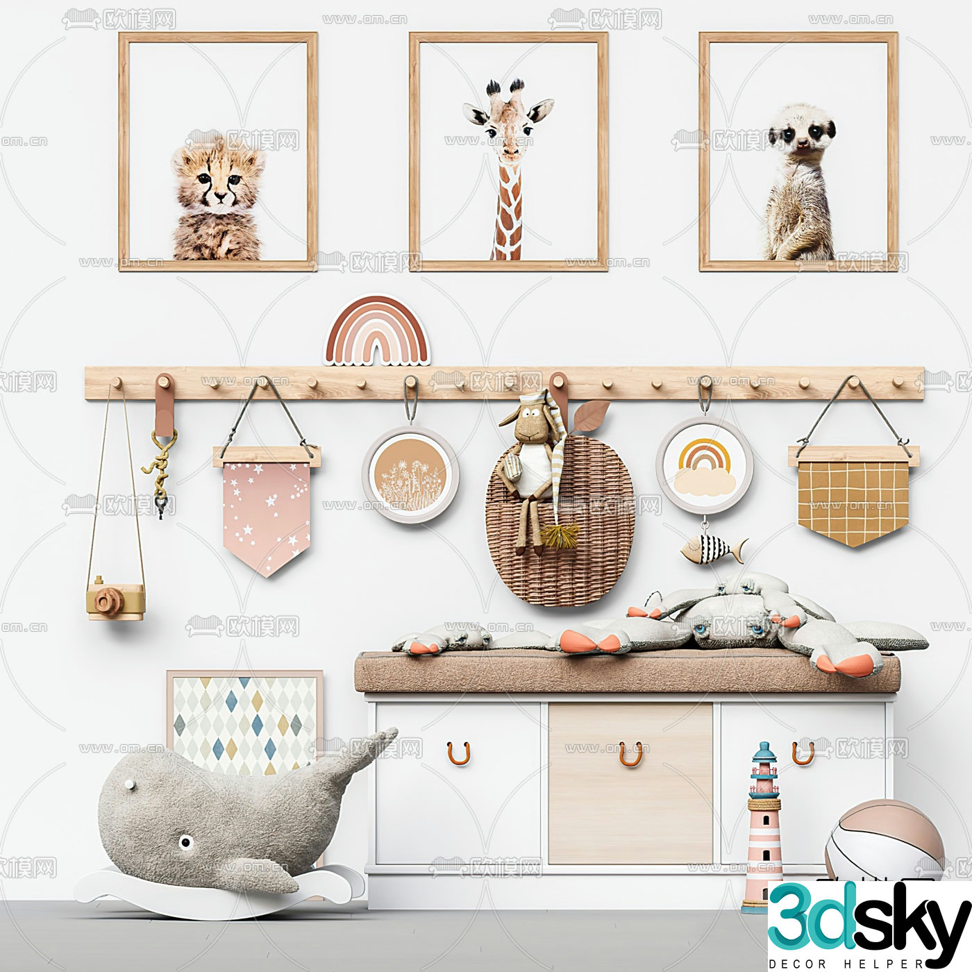 Nordic children’s cabinet toy ornaments 3D model