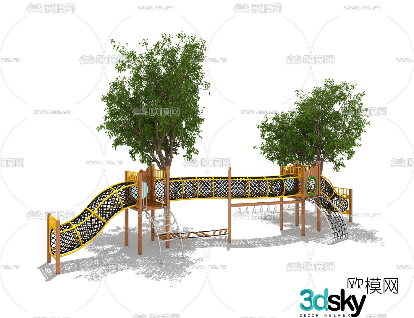 Modern children's climbing tube play structure 3d model