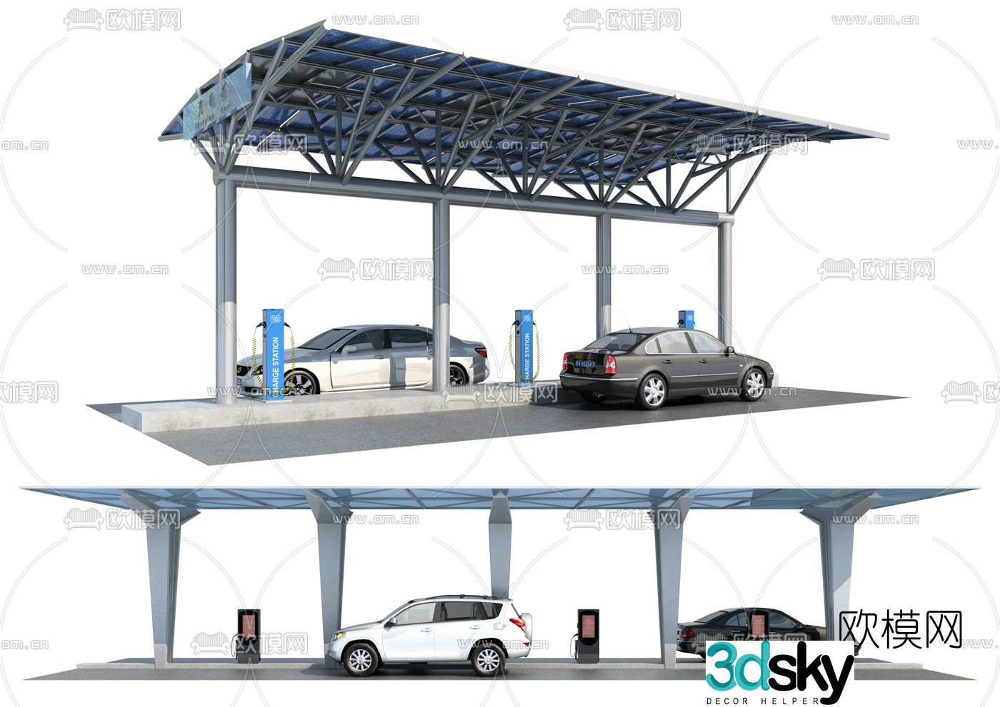 Modern new energy charging station charging pile 3D model