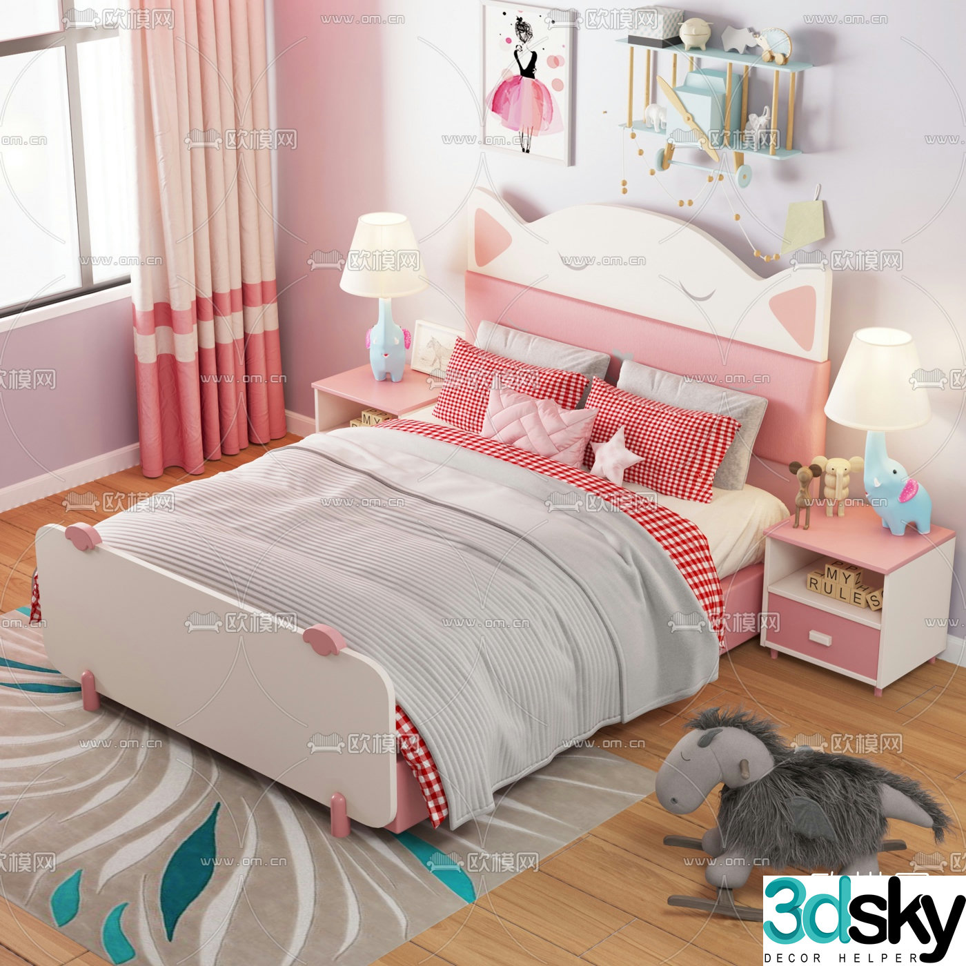 Modern cartoon children’s bed 3d model