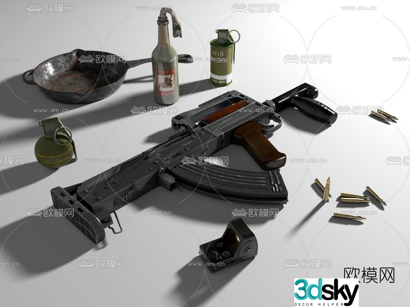 Modern Groza rifle grenade 3d model