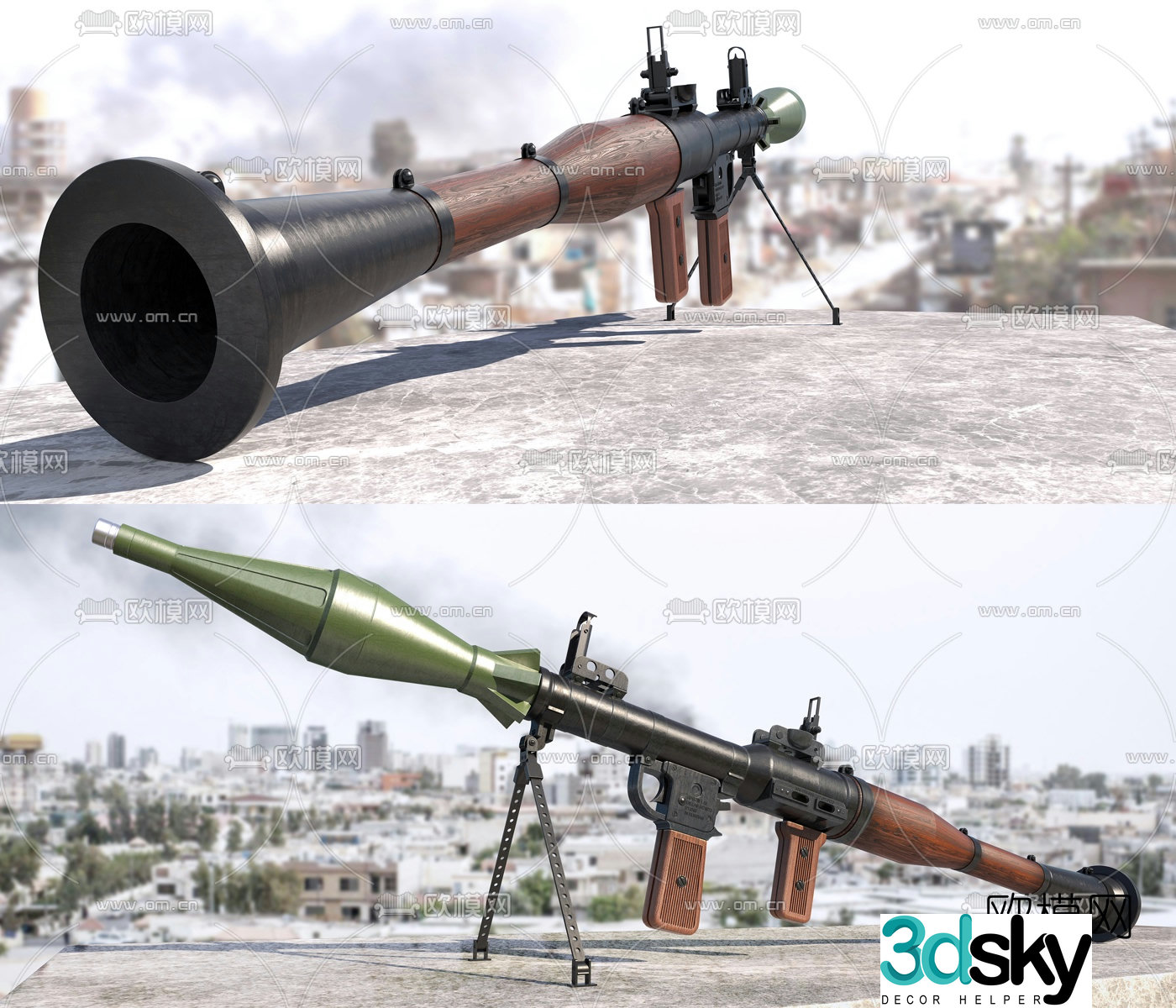 Modern RPG-7 rocket launcher 3d model
