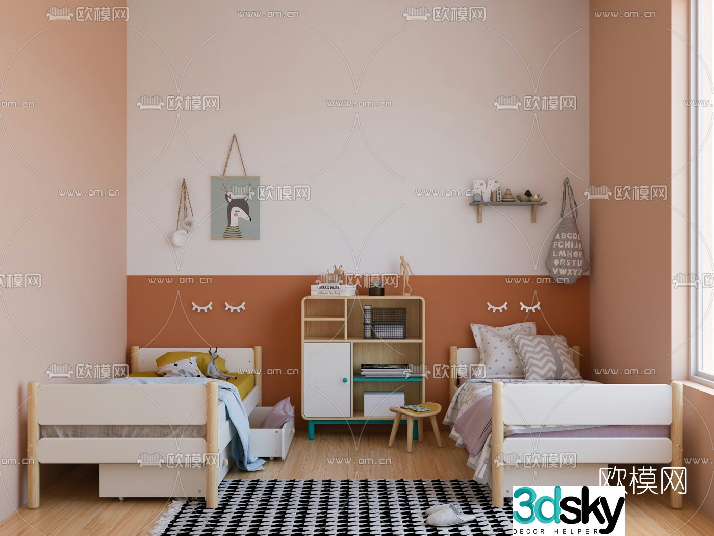 Nordic children’s bed 3d model