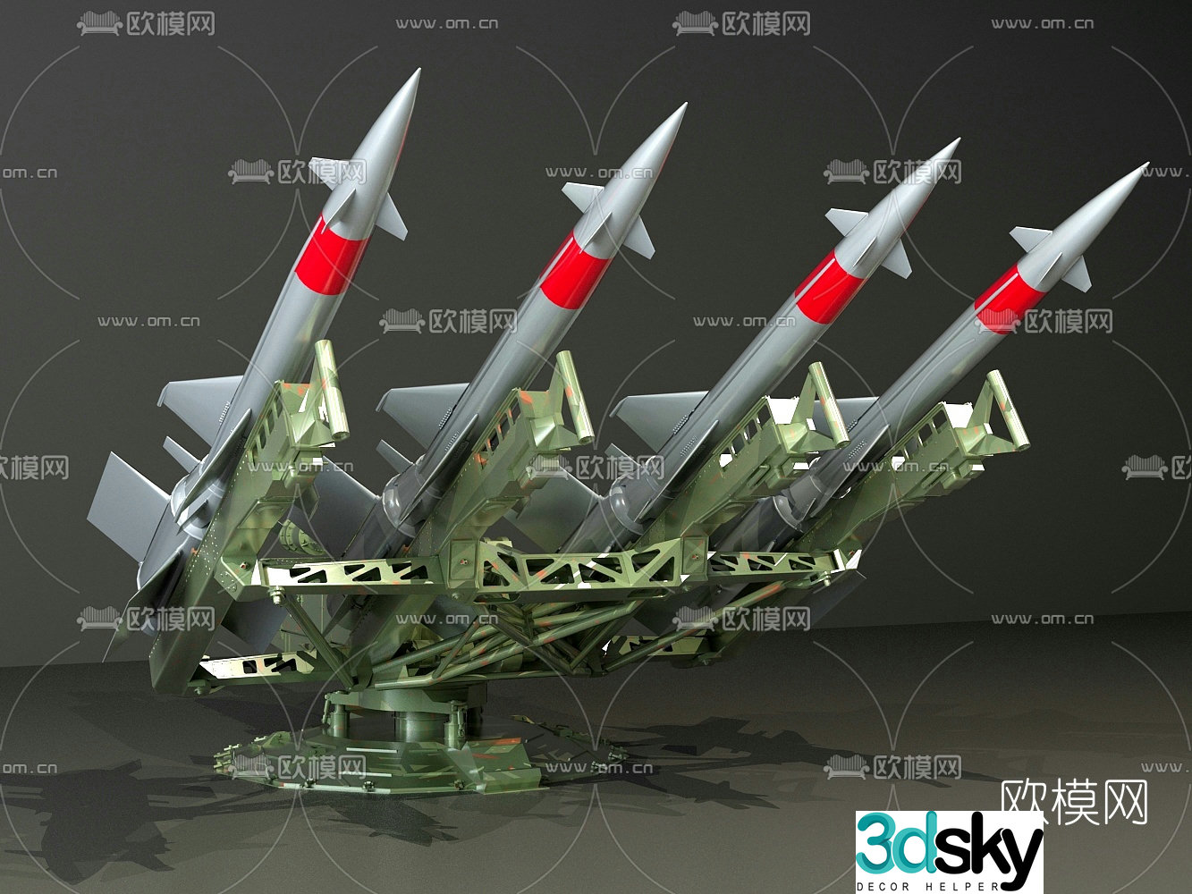 Modern rocket launch pad 3d model