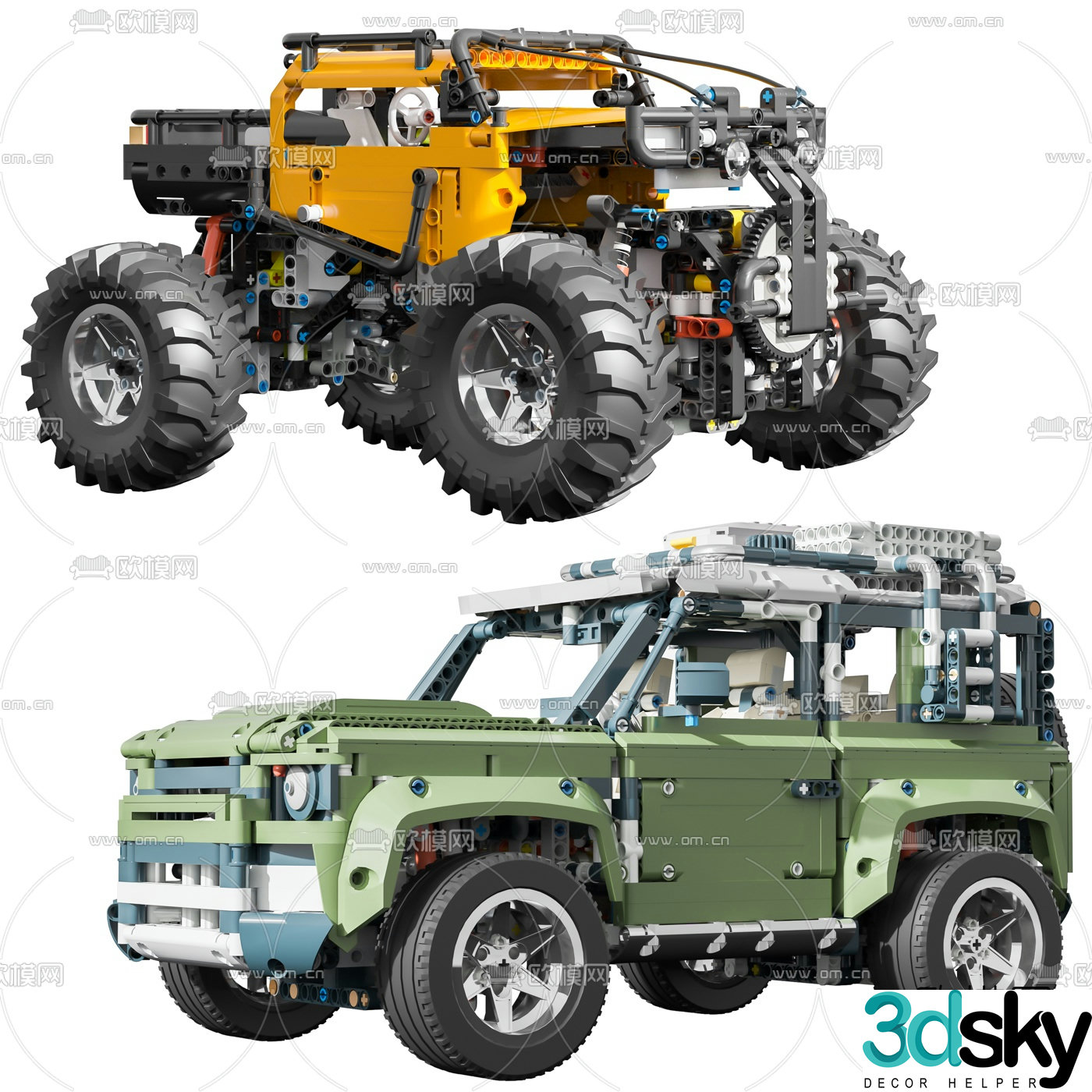 Modern lego toy car 3d model