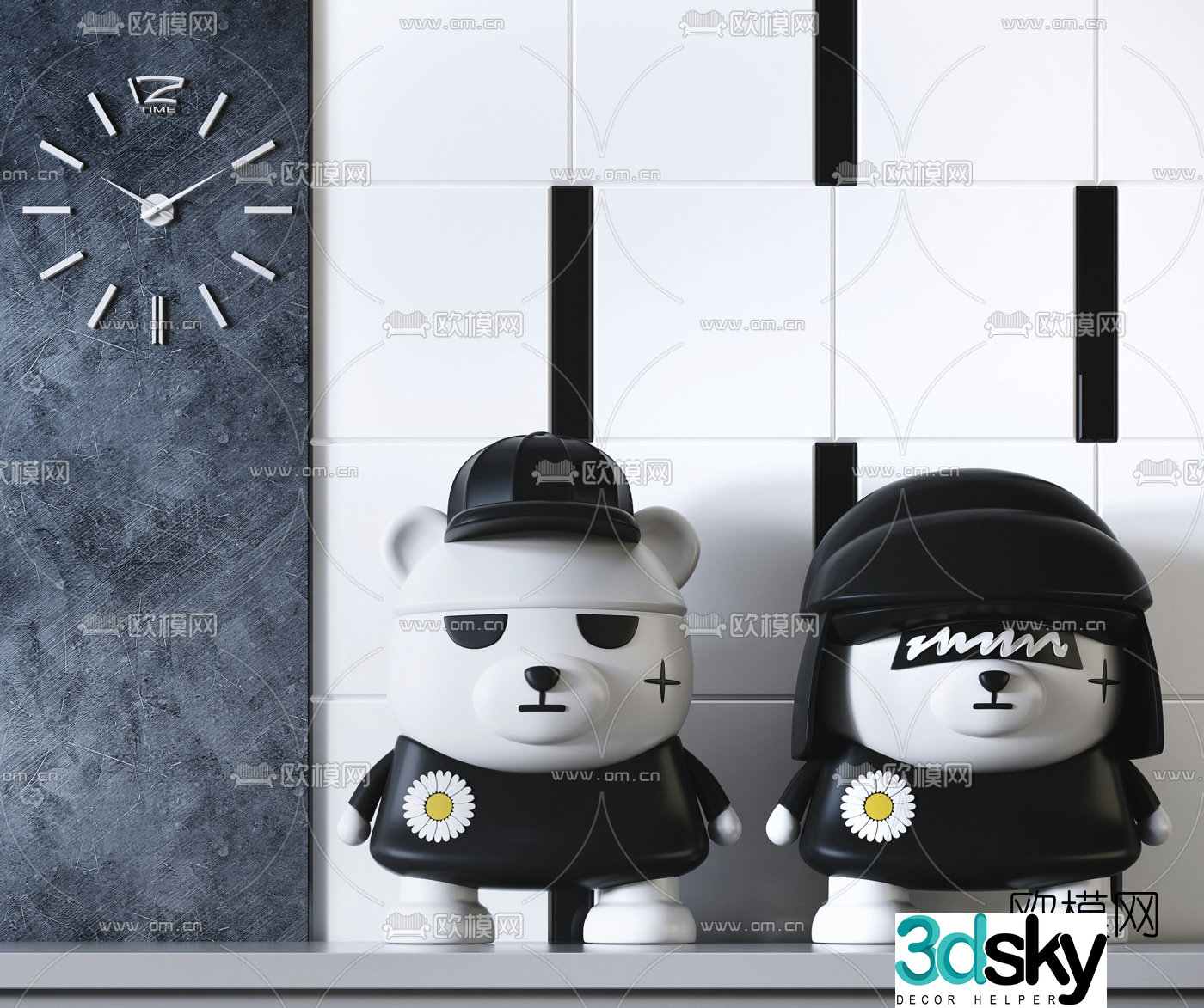 Modern trendy bear doll toy ornaments 3D model