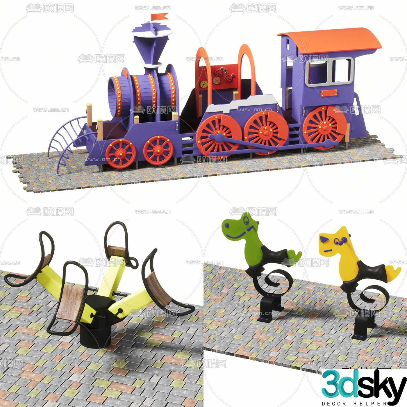 Modern outdoor small and medium-sized entertainment facilities 3D model