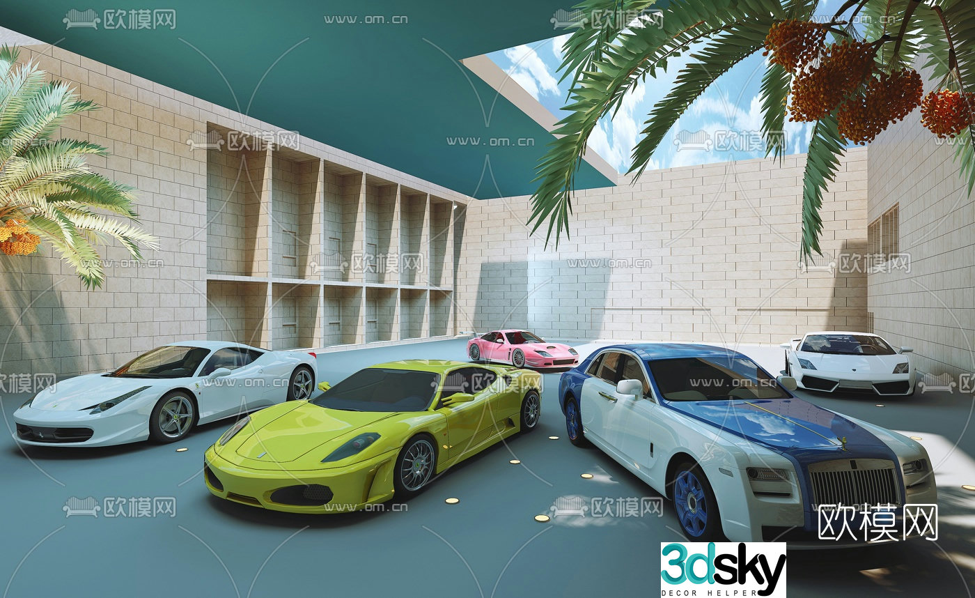 Modern villa sports car 3d model