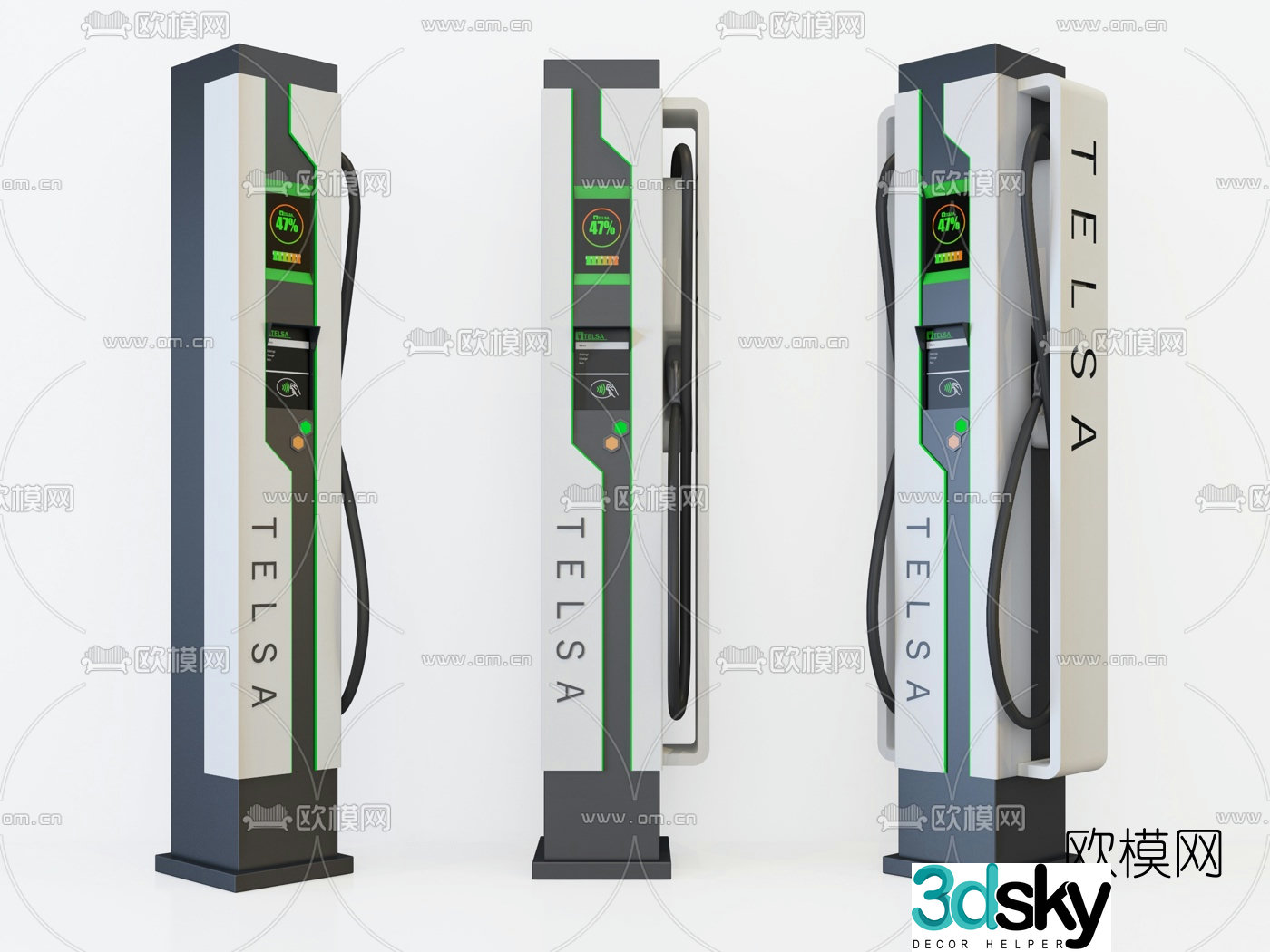 Modern charging station charging pile 3d model